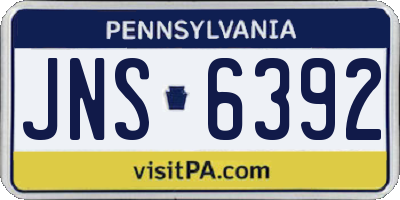 PA license plate JNS6392