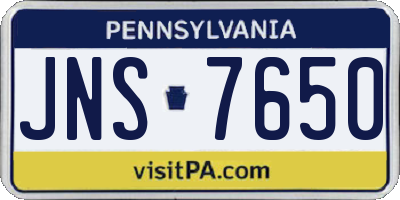 PA license plate JNS7650