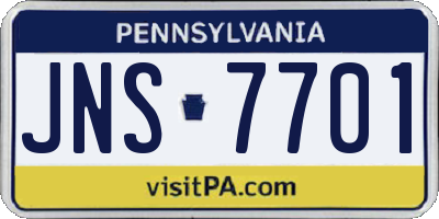 PA license plate JNS7701