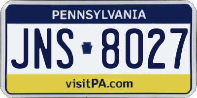 PA license plate JNS8027