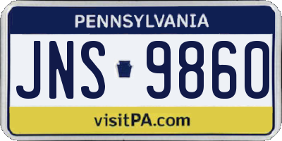 PA license plate JNS9860