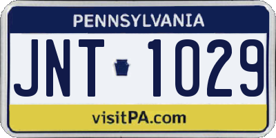 PA license plate JNT1029