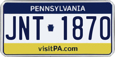 PA license plate JNT1870