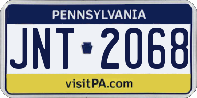 PA license plate JNT2068