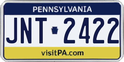 PA license plate JNT2422