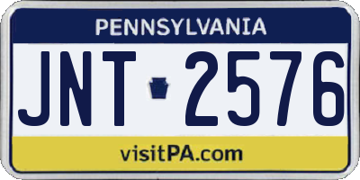 PA license plate JNT2576