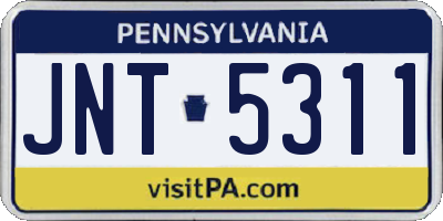 PA license plate JNT5311