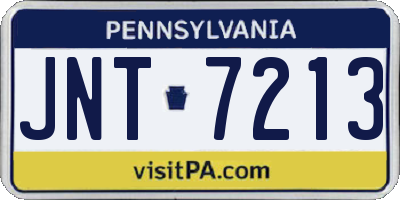 PA license plate JNT7213