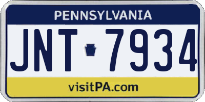 PA license plate JNT7934