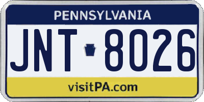 PA license plate JNT8026