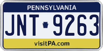 PA license plate JNT9263