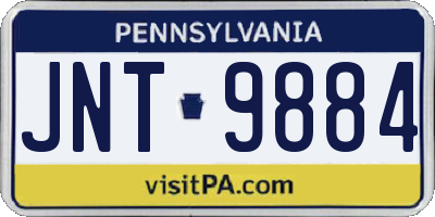 PA license plate JNT9884