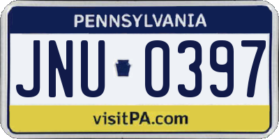 PA license plate JNU0397