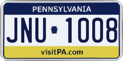 PA license plate JNU1008