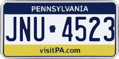PA license plate JNU4523