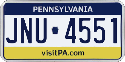 PA license plate JNU4551