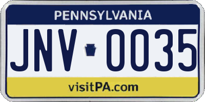 PA license plate JNV0035