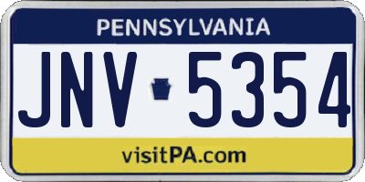 PA license plate JNV5354