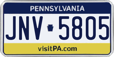 PA license plate JNV5805