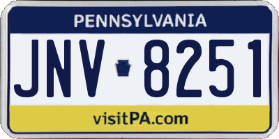 PA license plate JNV8251