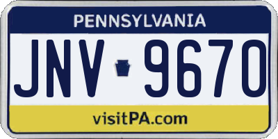 PA license plate JNV9670