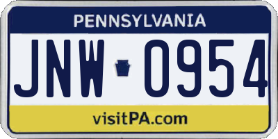 PA license plate JNW0954