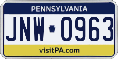 PA license plate JNW0963