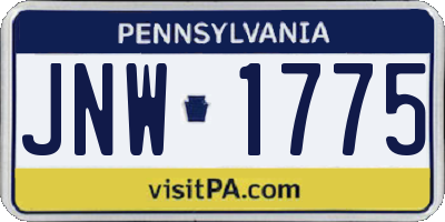 PA license plate JNW1775