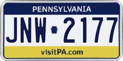 PA license plate JNW2177