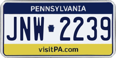 PA license plate JNW2239