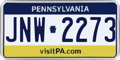 PA license plate JNW2273