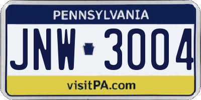 PA license plate JNW3004