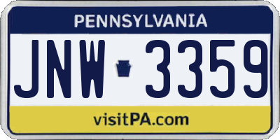 PA license plate JNW3359
