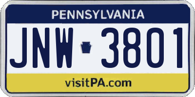 PA license plate JNW3801