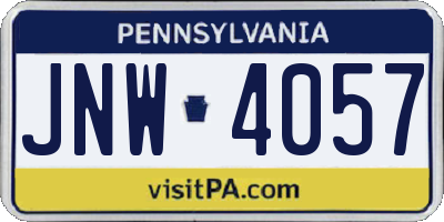 PA license plate JNW4057