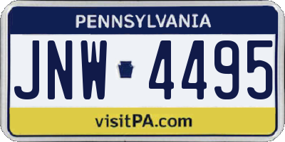PA license plate JNW4495