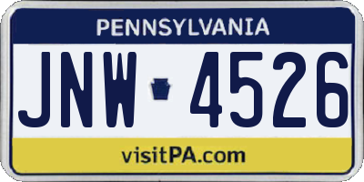 PA license plate JNW4526