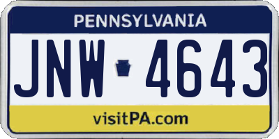 PA license plate JNW4643
