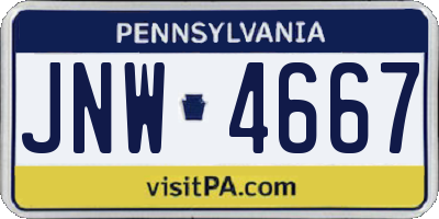 PA license plate JNW4667