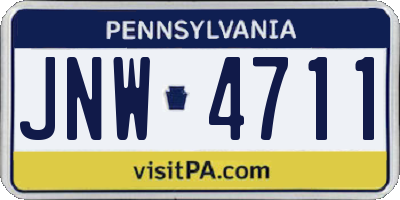 PA license plate JNW4711