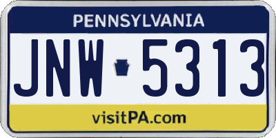 PA license plate JNW5313