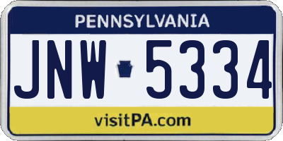 PA license plate JNW5334
