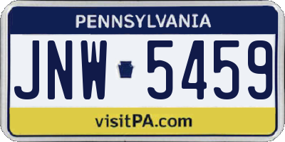 PA license plate JNW5459