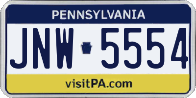 PA license plate JNW5554