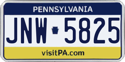 PA license plate JNW5825