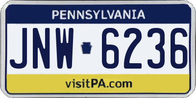 PA license plate JNW6236