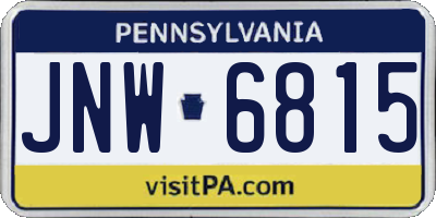 PA license plate JNW6815