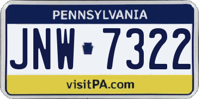 PA license plate JNW7322