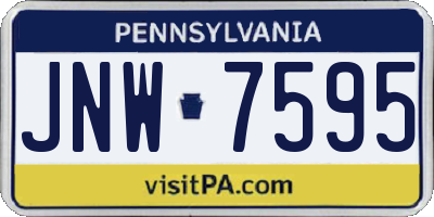 PA license plate JNW7595