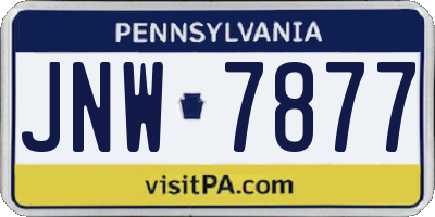 PA license plate JNW7877